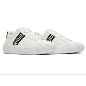 Versace Greca Low-top Sneakers Black White Leather US Mens 9 EU 42 (EXCE COND)
